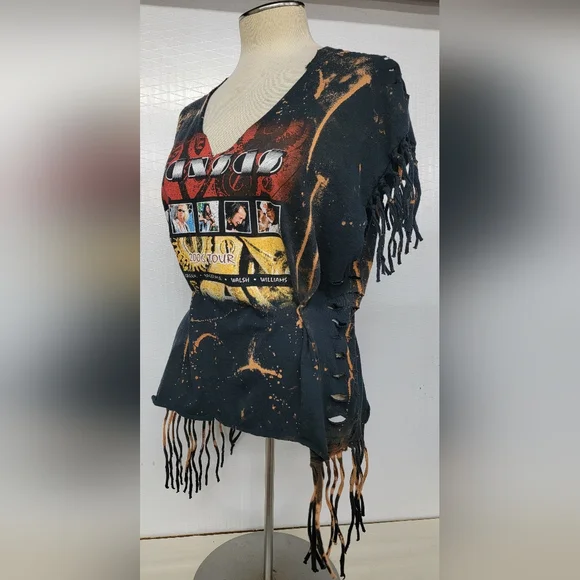 Kansas Rock Band Fringe Shred Concert Tee Upcycled - Picture 7 of 14
